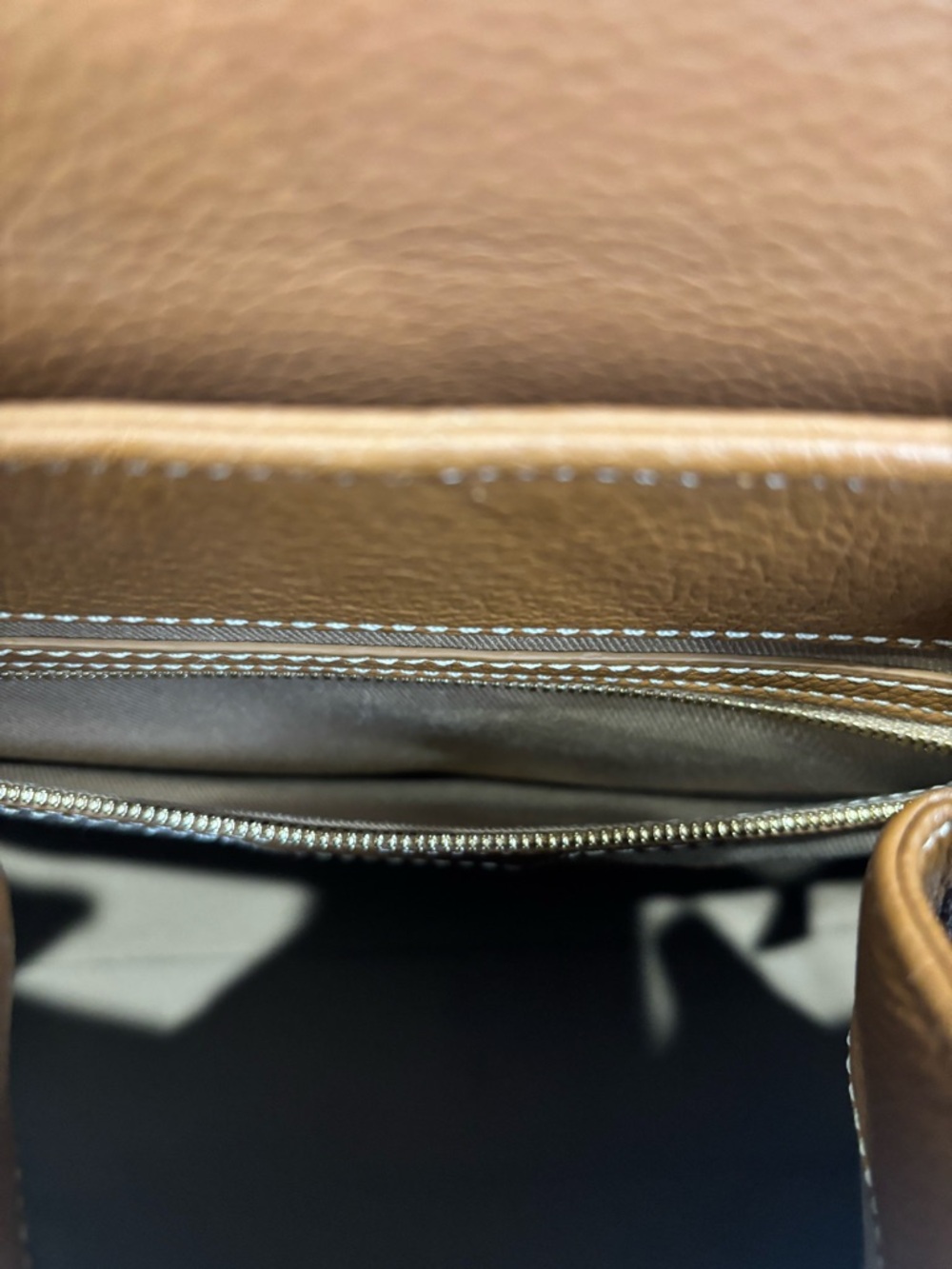 Polène Numéro Un Trio Carmel Structured Leather Bag Tan Top Handle Crossbody EUC - Picture 10 of 11